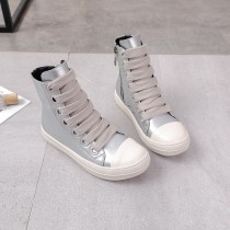 Couple's high top thick bottom lace up side zipper women's shoes