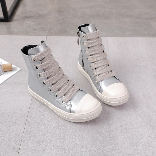 Couple's high top thick bottom lace up side zipper women's shoes
