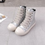 Couple's high top thick bottom lace up side zipper women's shoes