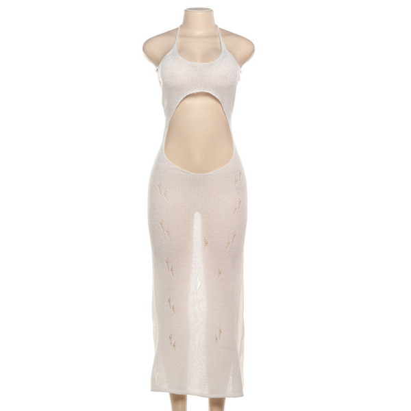 Hollow slim fit buttocks wrapped knit dress