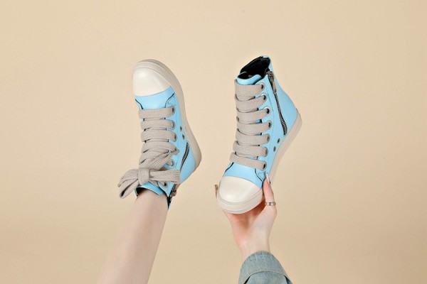 High top thick shoelace couple sneakers