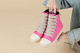 High top thick shoelace couple sneakers