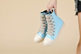High top thick shoelace couple sneakers
