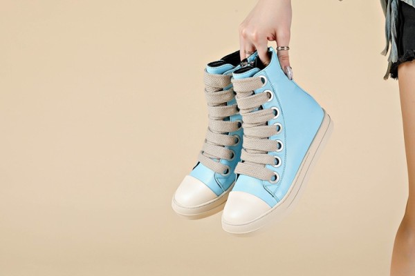 High top thick shoelace couple sneakers