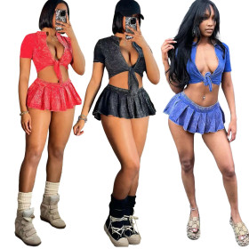 Make old skirt set (with safety pants inside)