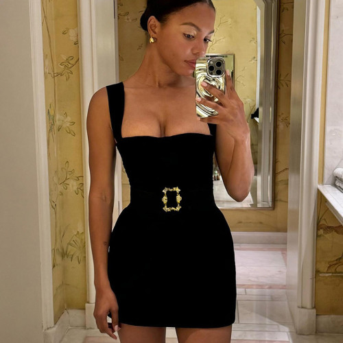 Metal accessory vest dress