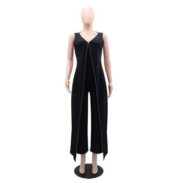 V-neck sleeveless jumpsuit