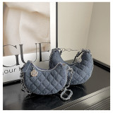 Small Lingge Embroidered Thread Chain Crossbody Bag