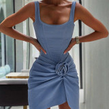 Slim fit floral denim dress