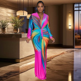 Women's pleated color patchwork dress