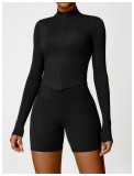 Tight fitting long sleeved yoga suit jacket Set