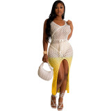 Gradient handmade knitted vest beach skirt