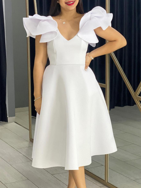 Ruffled high waisted A-line dress