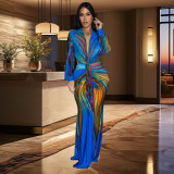 Women's pleated color patchwork dress
