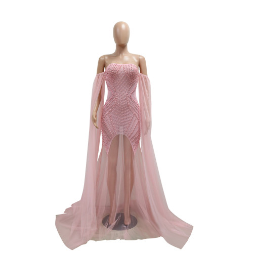 Mesh strapless dress