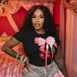 Printed bow T-shirt