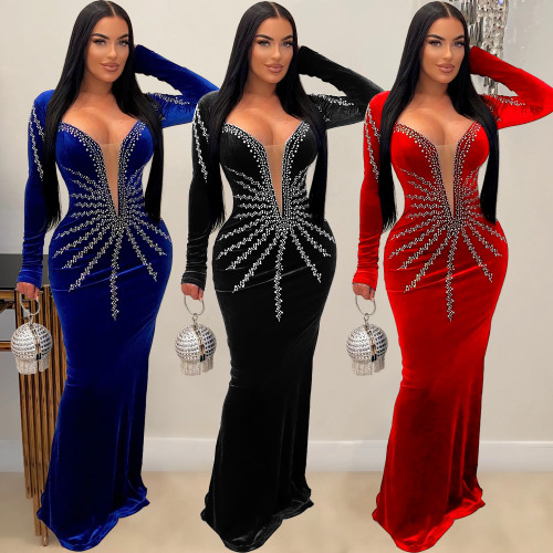 Long sleeved fishtail dress