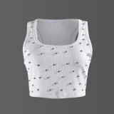 U-necked diamond navel revealing vest