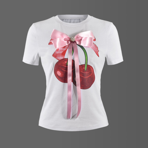 Printed bow T-shirt