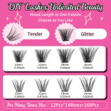 168 clusters of large capacity hot melt D-curled curly eyelash cover box