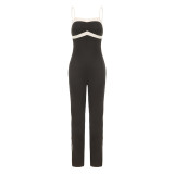 Color blocking slim fit camisole jumpsuit