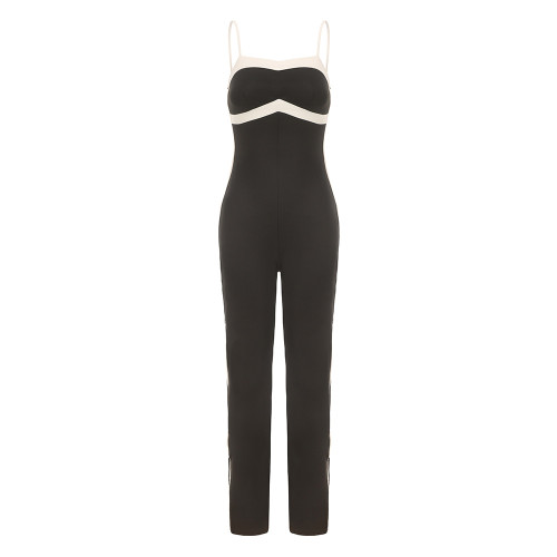 Color blocking slim fit camisole jumpsuit