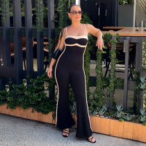 Color blocking slim fit camisole jumpsuit