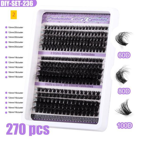 Tool free mixed thick curly false eyelashes