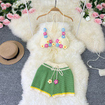 Knitted neck tie and hollowed out bikini two-piece set Knitted neck tie and hollowed out bikini two-piece set