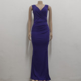 V-neck slit women's dress