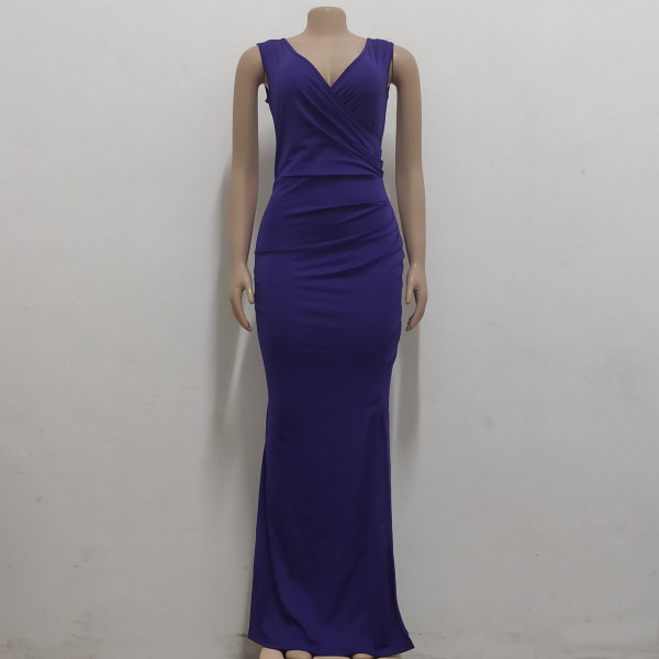 V-neck slit women's dress