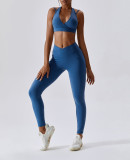 Hanging neck bra and pants sports set