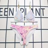 Split bikini gradient printed women's swimwear