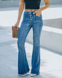 Washed micro horn denim pants