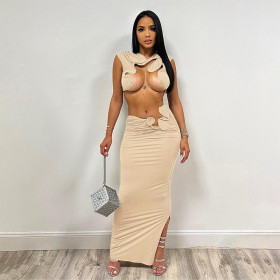 Naked Hollow Split Slim Fit Long Skirt Set