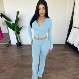 Zipper long sleeved hooded top speaker pants set
