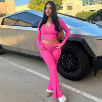 Zipper long sleeved hooded top speaker pants set