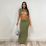 Naked Hollow Split Slim Fit Long Skirt Set