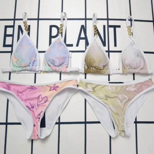 Split bikini gradient printed women's swimwear