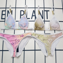 Split bikini gradient printed women's swimwear Split bikini gradient printed women's swimwear