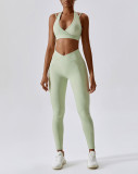 Hanging neck bra and pants sports set