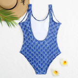Letter printed one piece backless women's swimsuit
