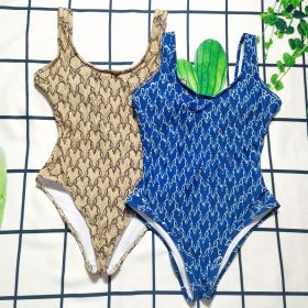 Letter printed one piece backless women's swimsuit