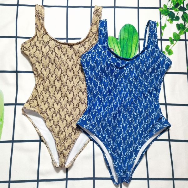 Letter printed one piece backless women's swimsuit