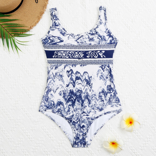 One piece printed women's swimwear