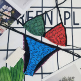 Alphabet printed swimsuit with triangular strap and bikini swimsuit