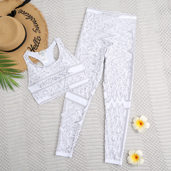 Split body exercise yoga tight two-piece set of long pants swimsuit