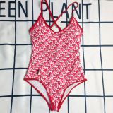 Letter printed one piece backless women's swimsuit