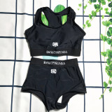 Split Bikini Solid High Waist Women's Swimsuit