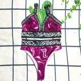 High waisted split letter bikini women's swimsuit